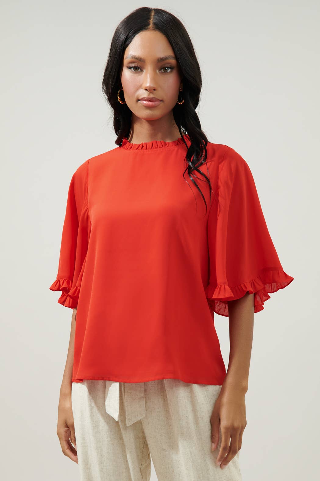 Heartbreaker Bell Sleeve Ruffle Blouse