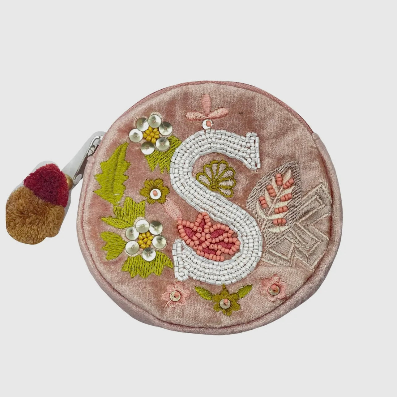 Beaded Initial Mini Pouch
