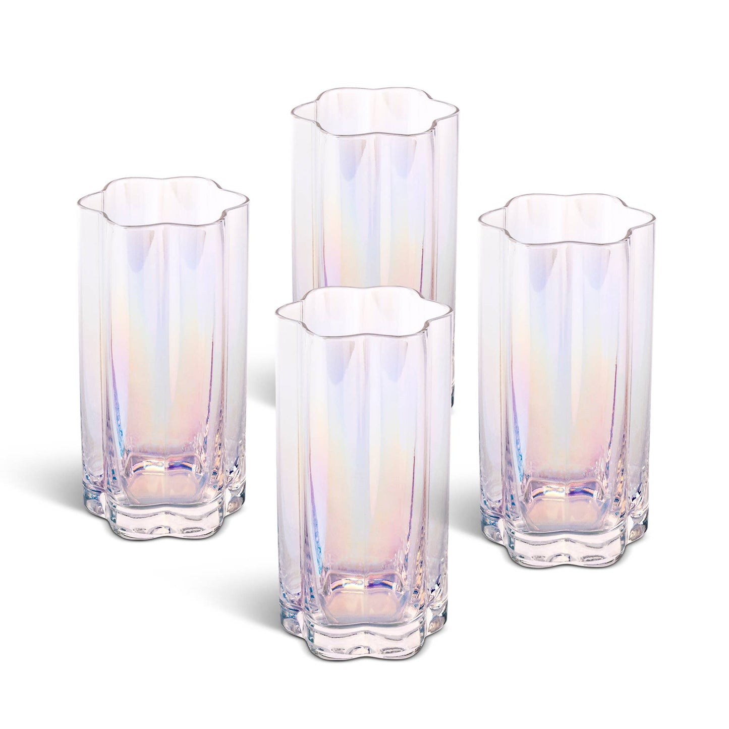 Iridescent Flower Highball Glasses 4pk
