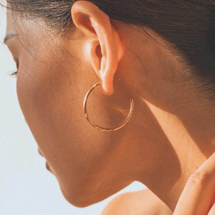 Birdie & Fern Studded Hoop Earrings