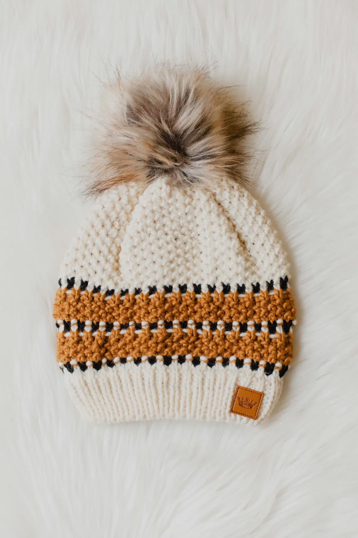 Mixed Neutrals Pom Beanie