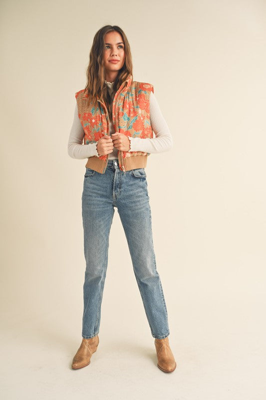 Vintage Blooms Puffer Vest