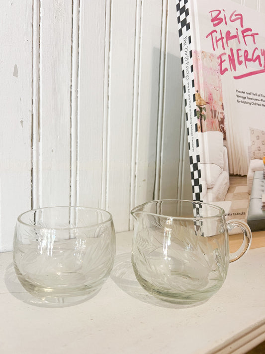 FOUND & Co. Etched Glass Cream & Sugar Set
