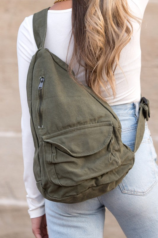 Libby Oversized Canvas Sling Bag