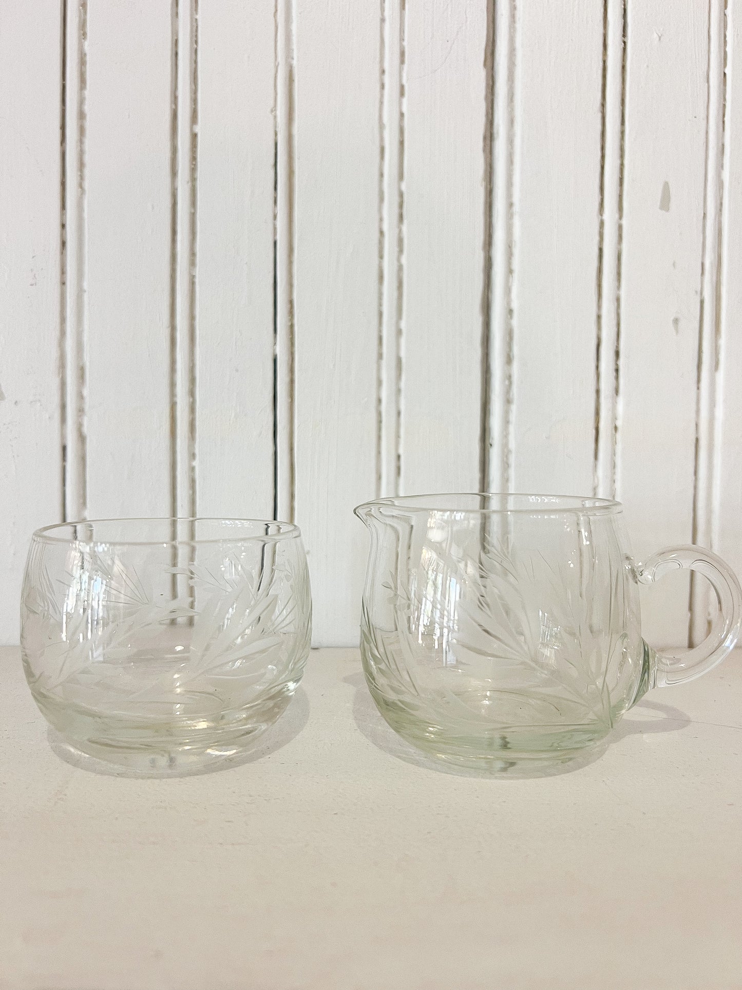 FOUND & Co. Etched Glass Cream & Sugar Set