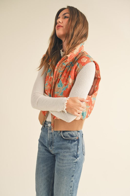 Vintage Blooms Puffer Vest