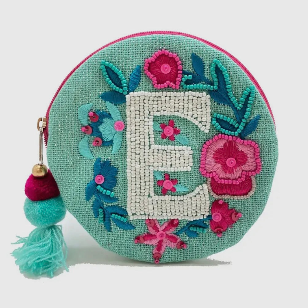 Beaded Initial Mini Pouch