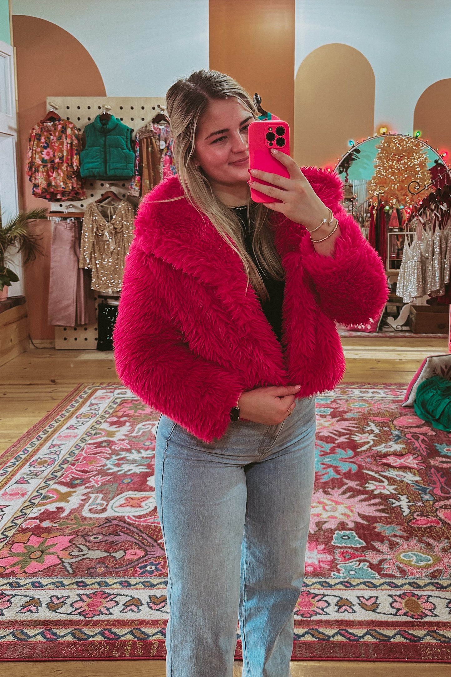 Very Berry Faux Fur Jacket