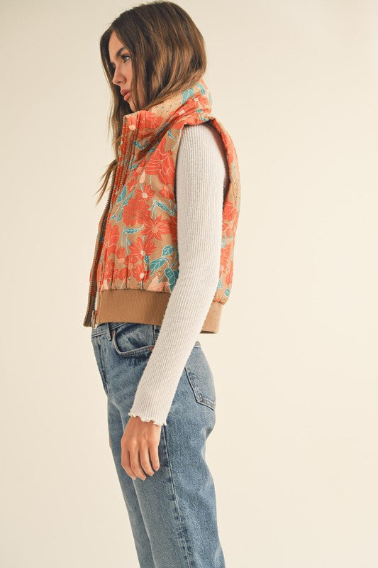 Vintage Blooms Puffer Vest
