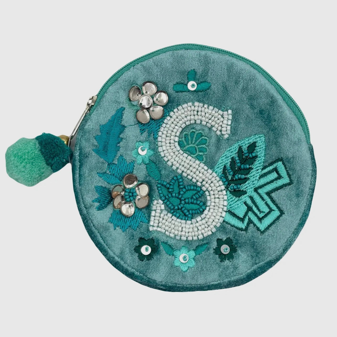 Beaded Initial Mini Pouch