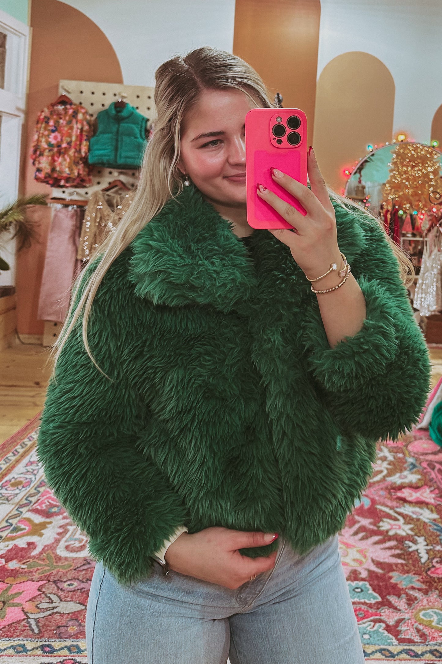 Green Girl Faux Fur Jacket