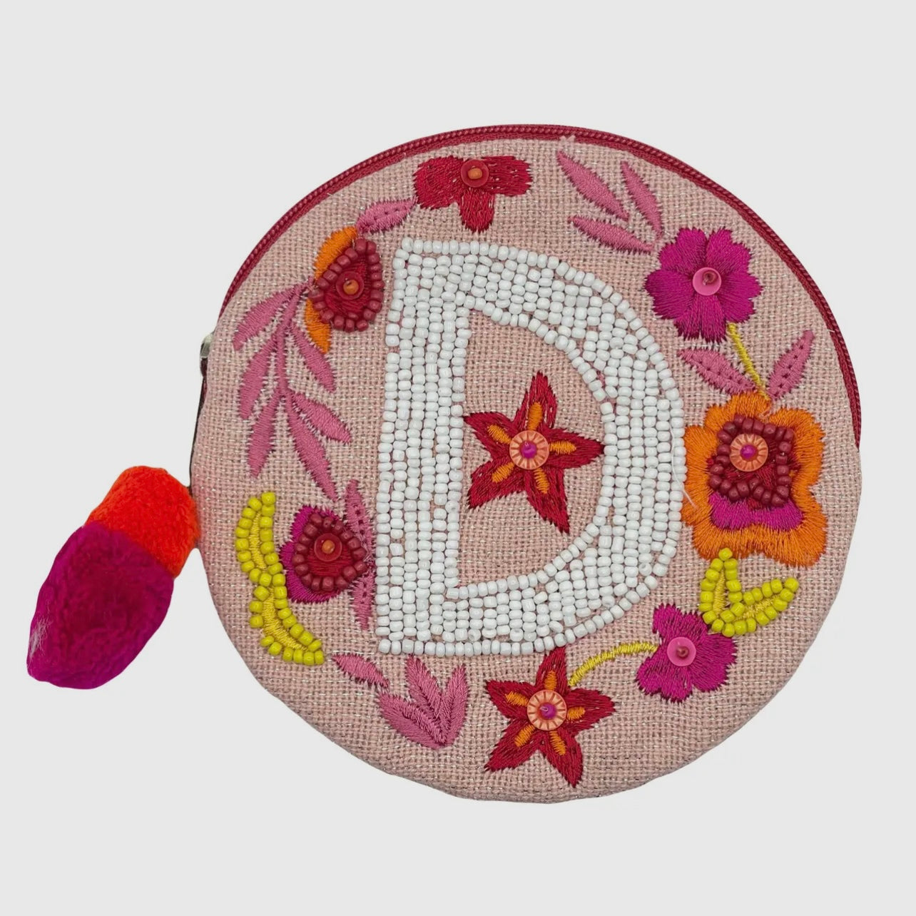 Beaded Initial Mini Pouch