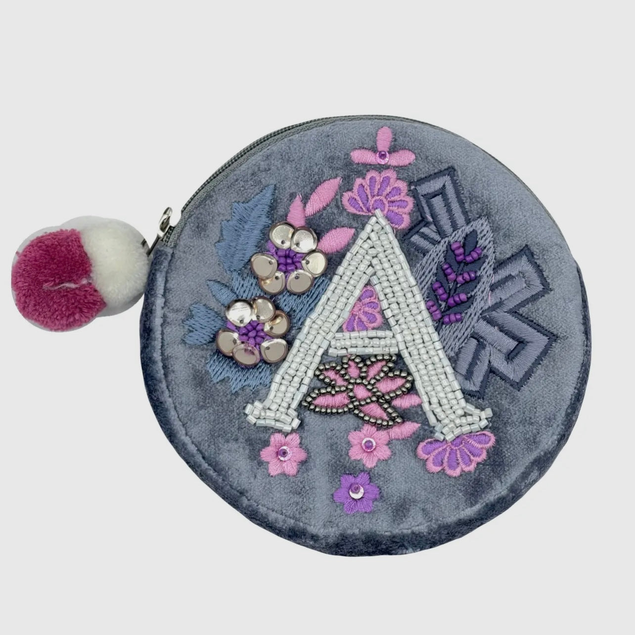 Beaded Initial Mini Pouch