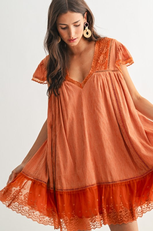 Autumn Glow Babydoll Dress