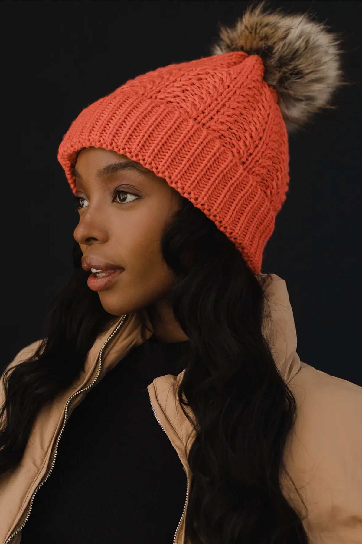 Cable Knit Pom Hat