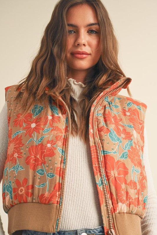 Vintage Blooms Puffer Vest