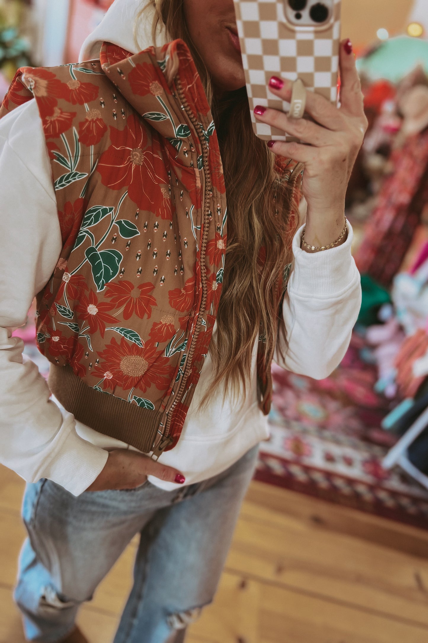 Vintage Blooms Puffer Vest