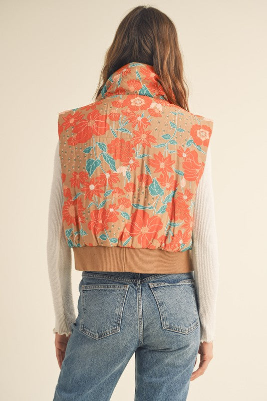 Vintage Blooms Puffer Vest
