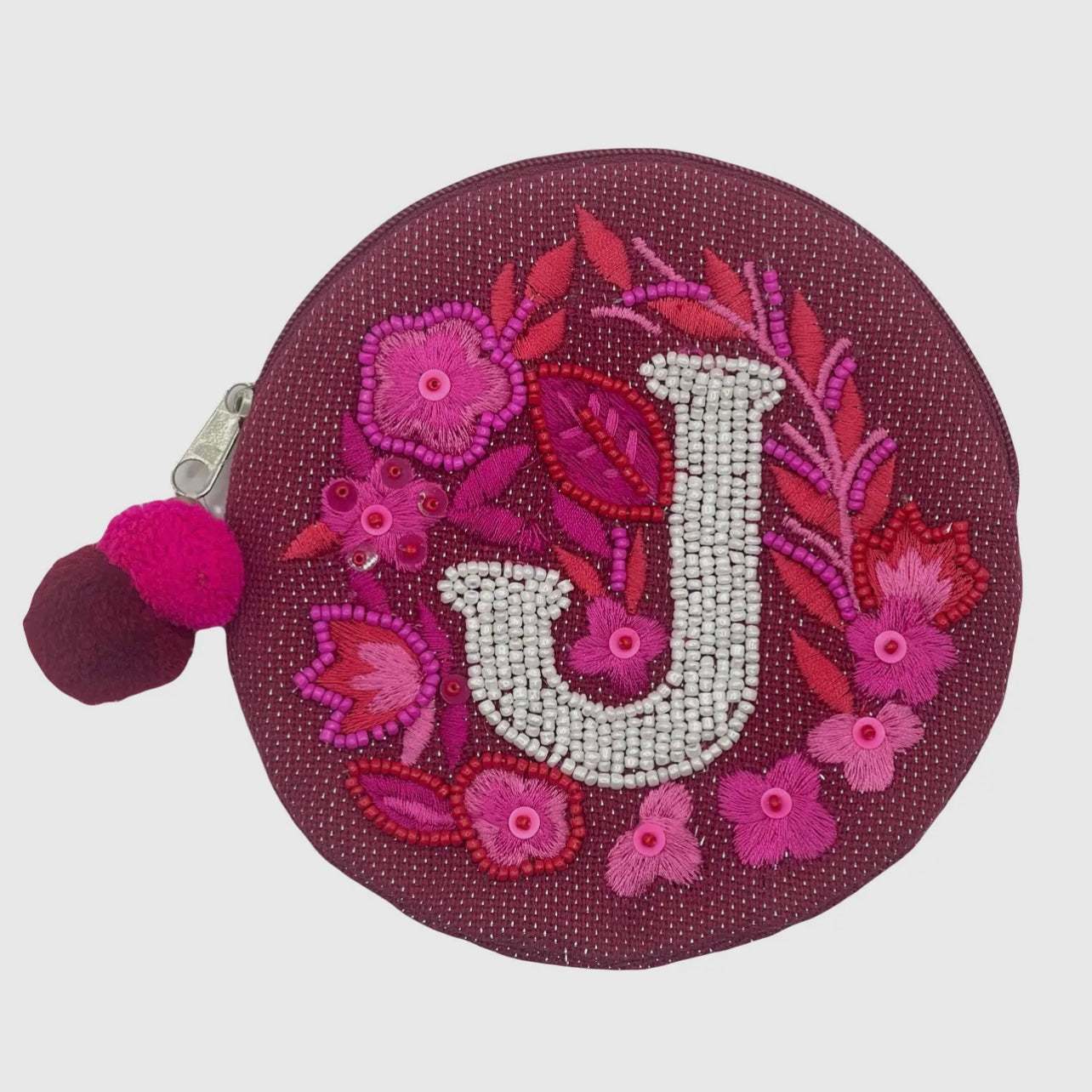 Beaded Initial Mini Pouch