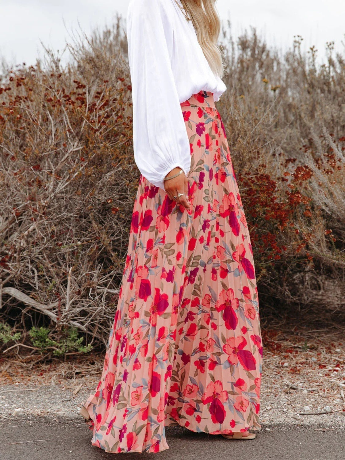Floral Fields Pleated Maxi Skirt