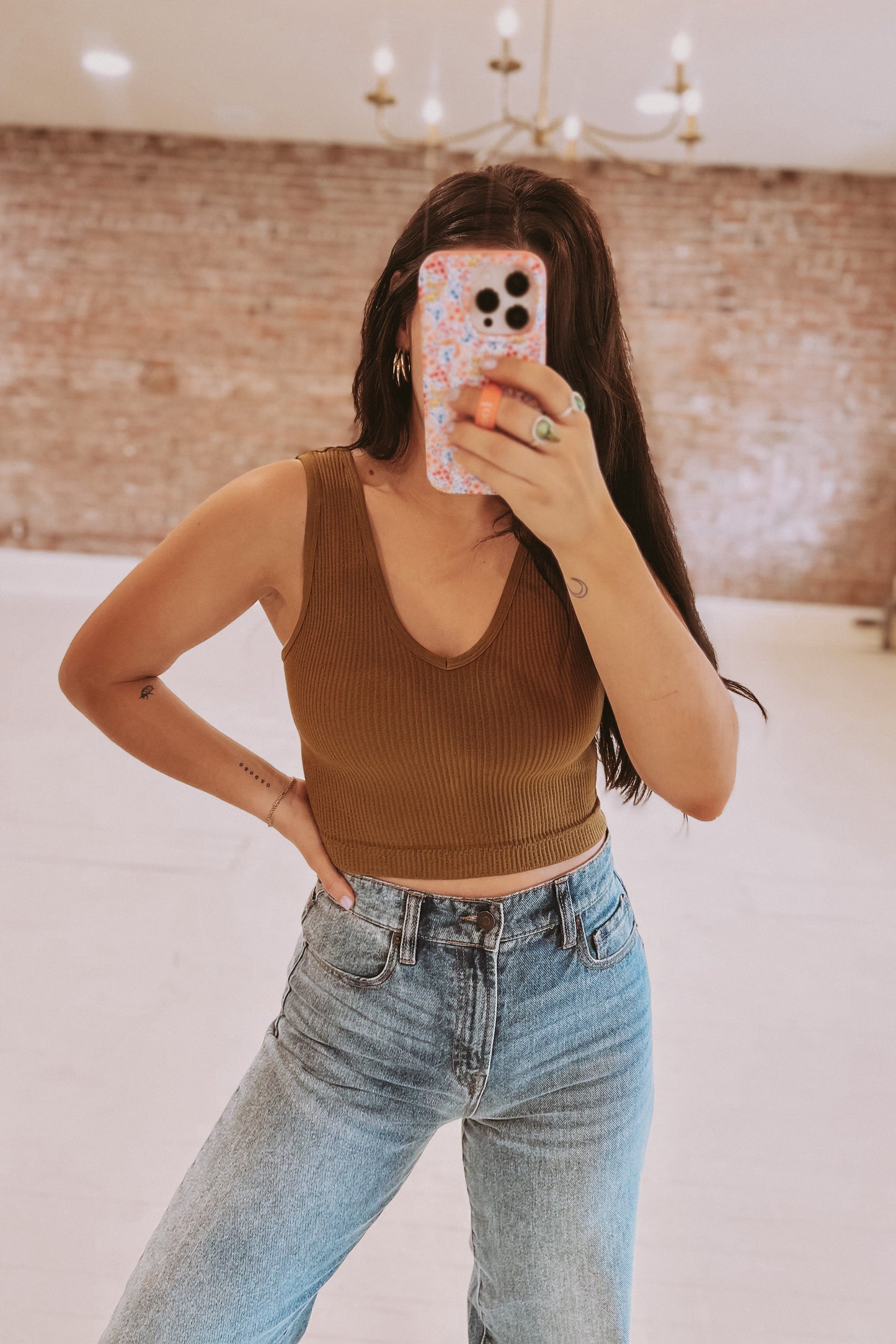 Waffle Ribbed Cropped Cami