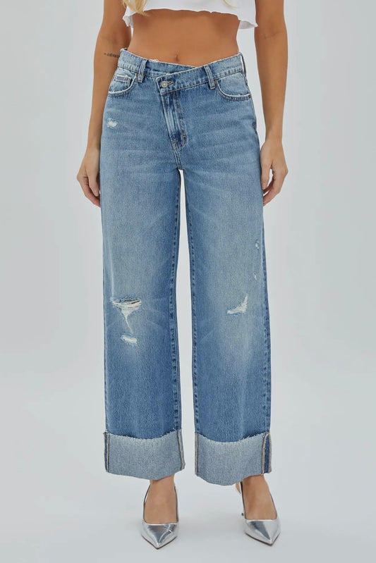 HIDDEN Logan High Waist Crossover Dad Jean
