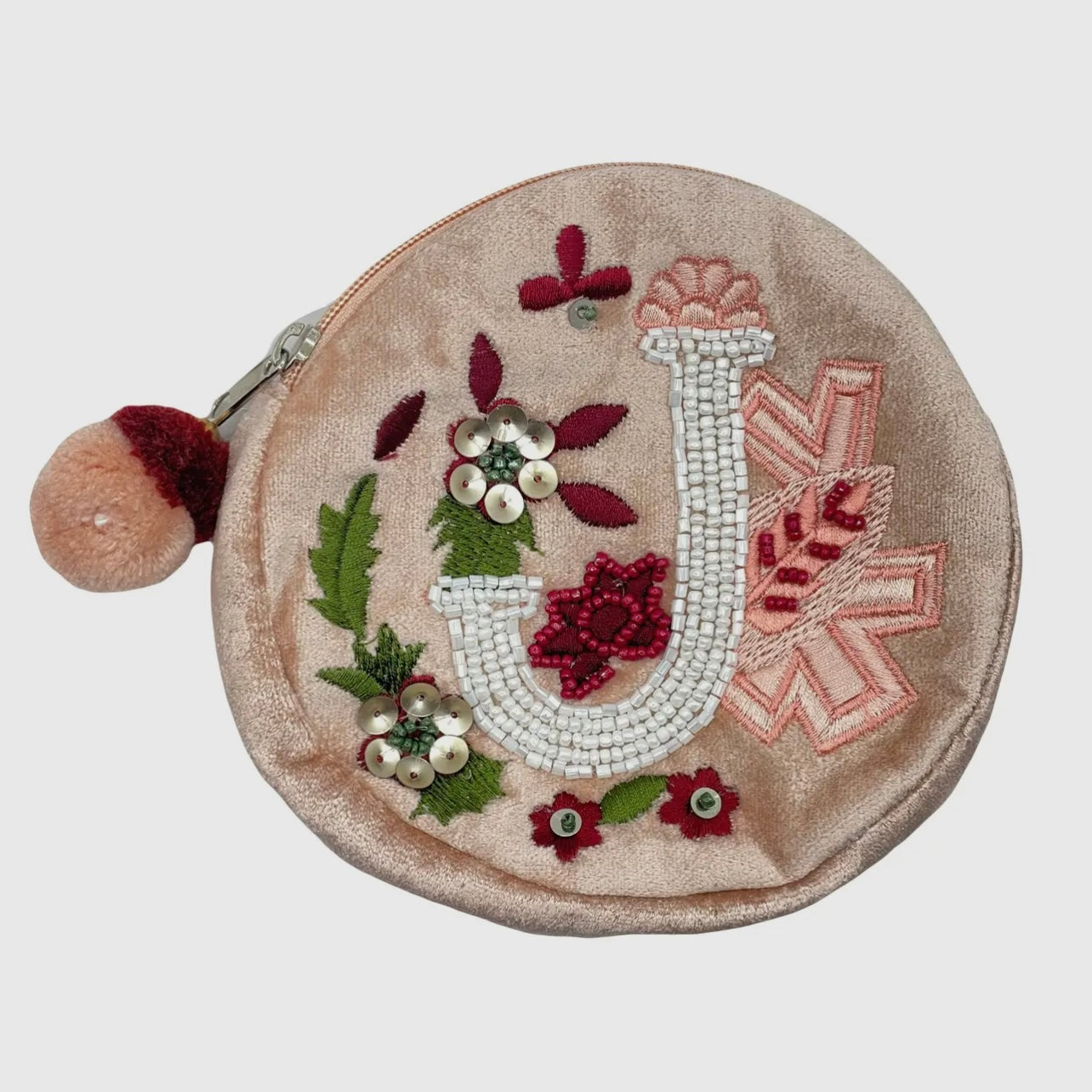 Beaded Initial Mini Pouch