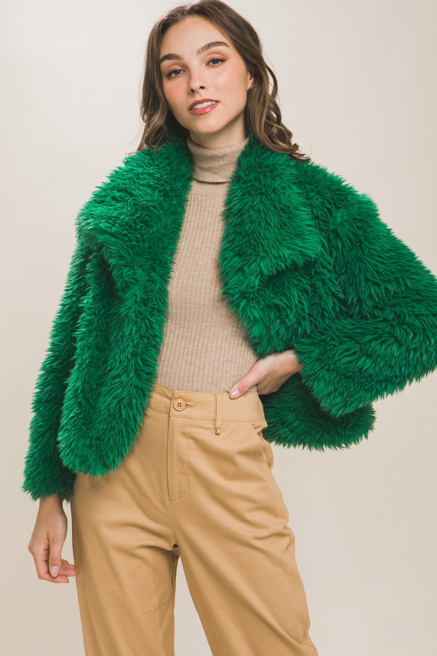 Green Girl Faux Fur Jacket