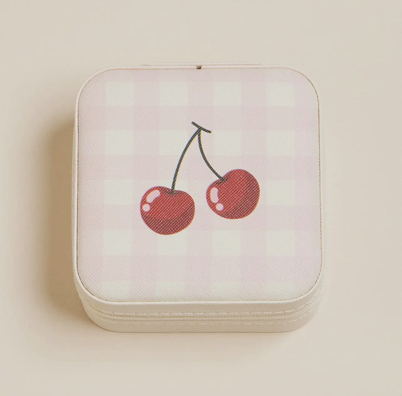 The Cherry Picked Case - Gingham Travel Jewelry Box