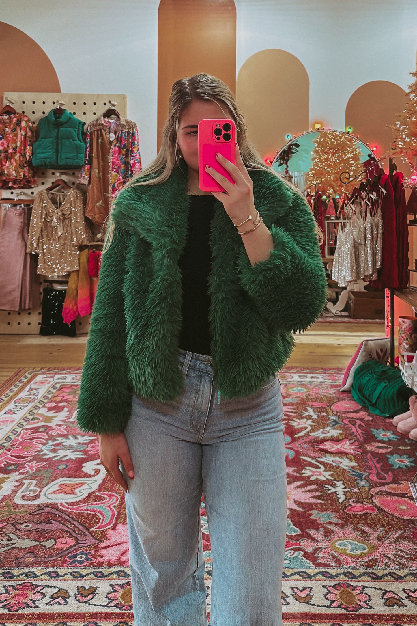 Green Girl Faux Fur Jacket