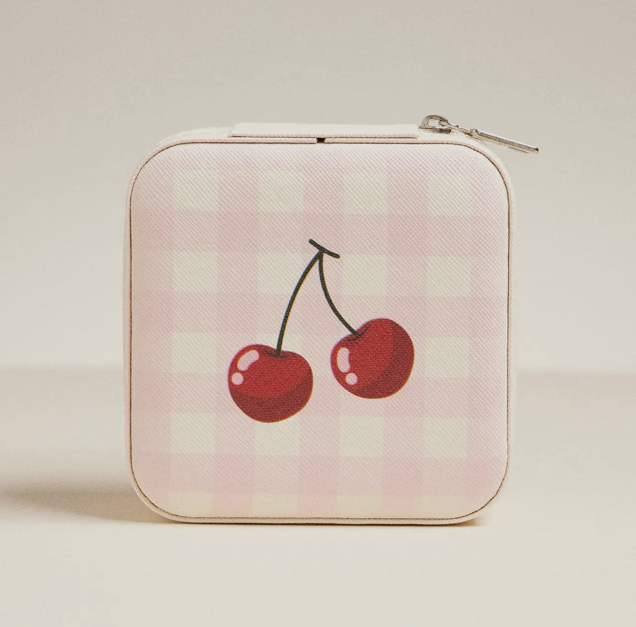 The Cherry Picked Case - Gingham Travel Jewelry Box