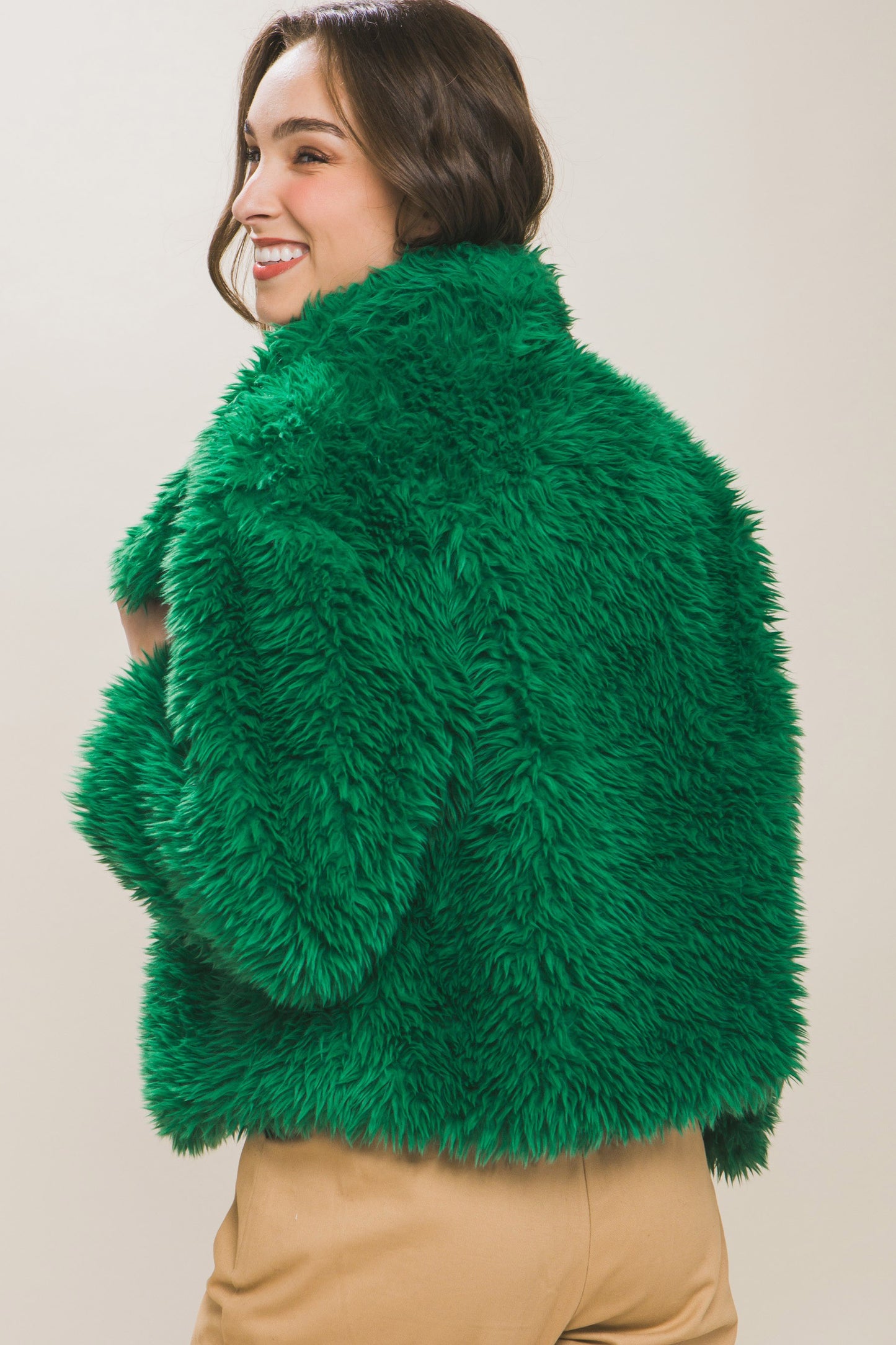 Green Girl Faux Fur Jacket