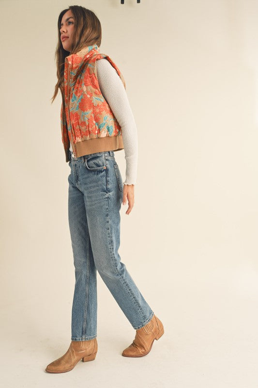 Vintage Blooms Puffer Vest