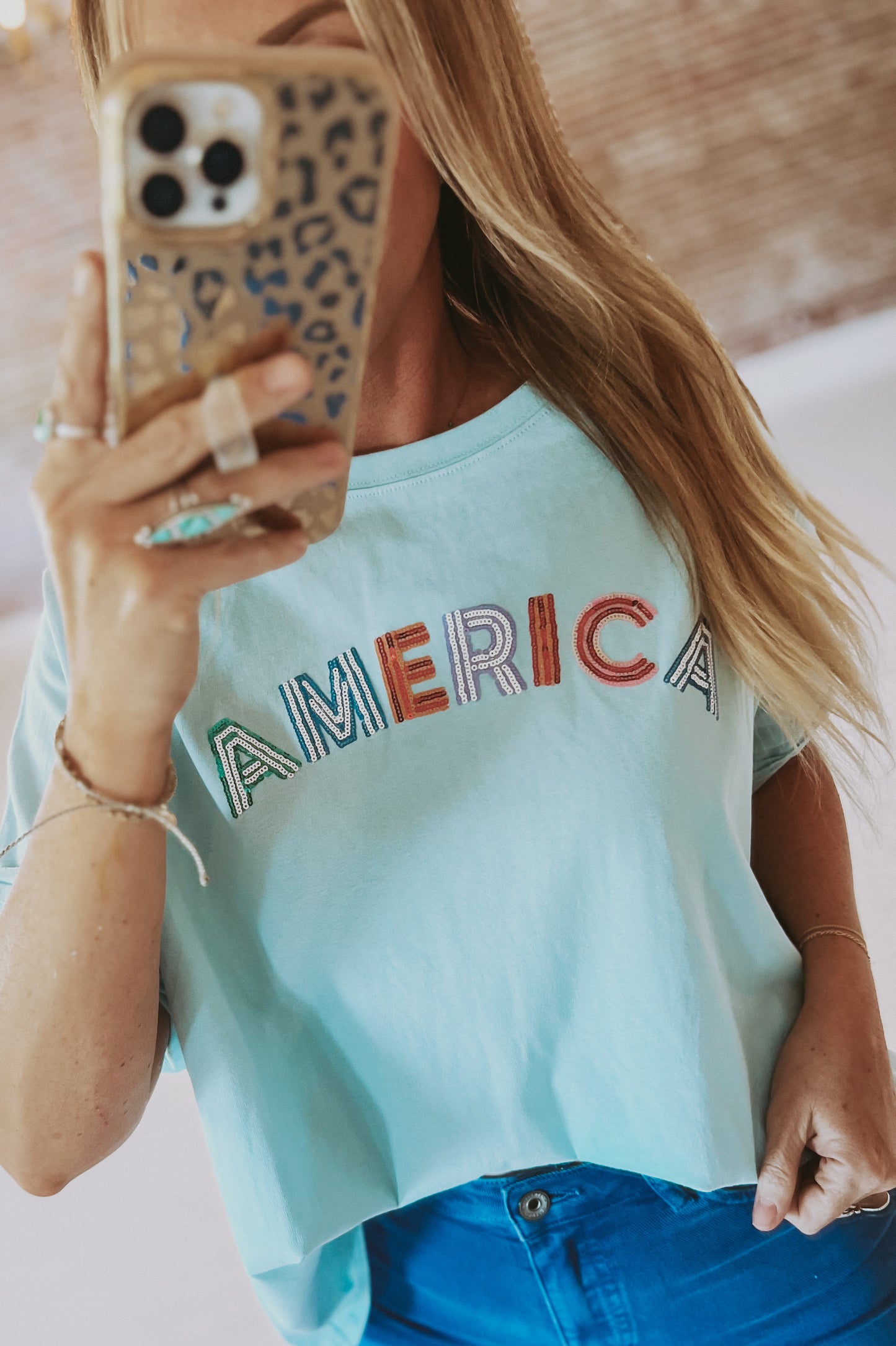 Sequin AMERICA Boxy Top