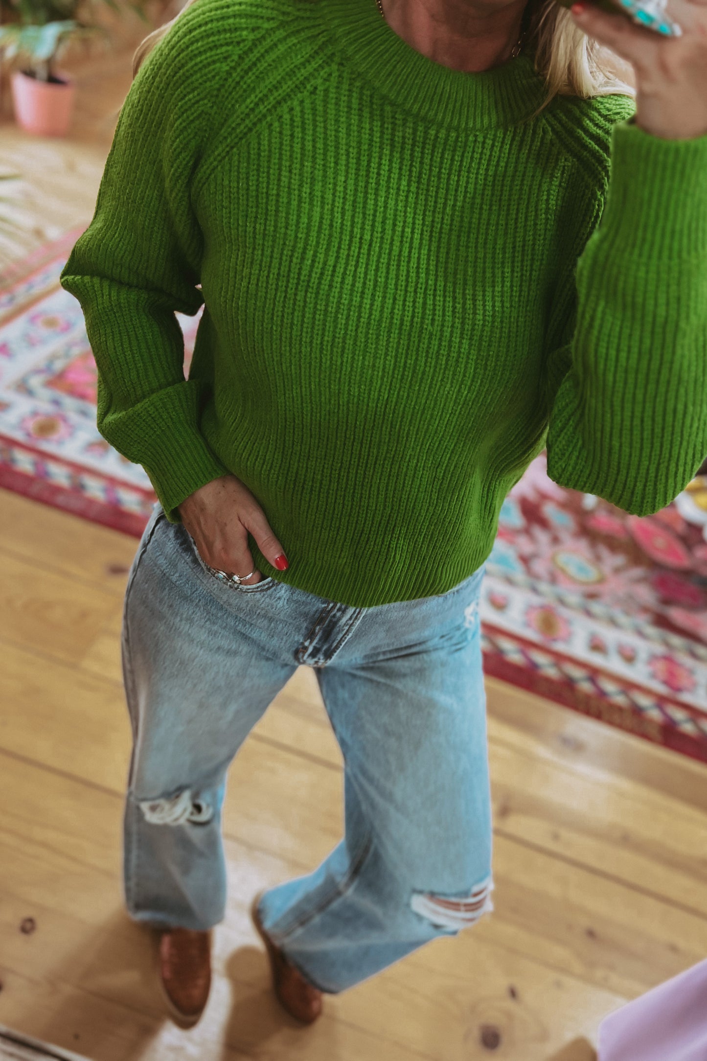 Simple Style Knit Crewneck Sweater