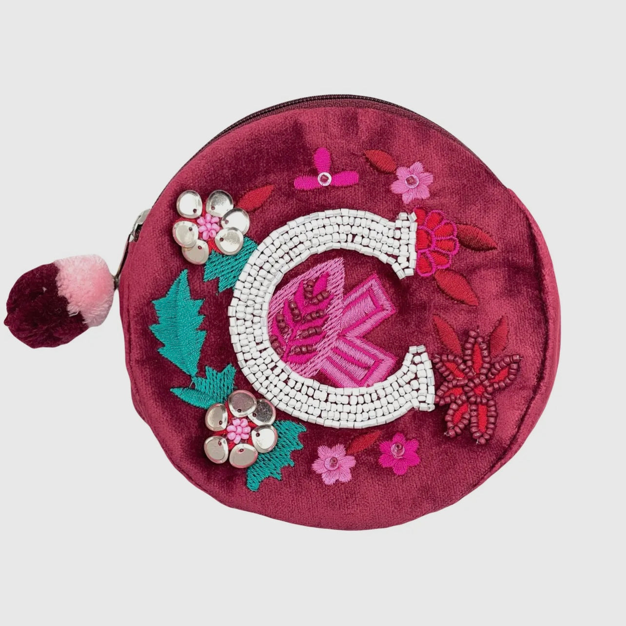 Beaded Initial Mini Pouch