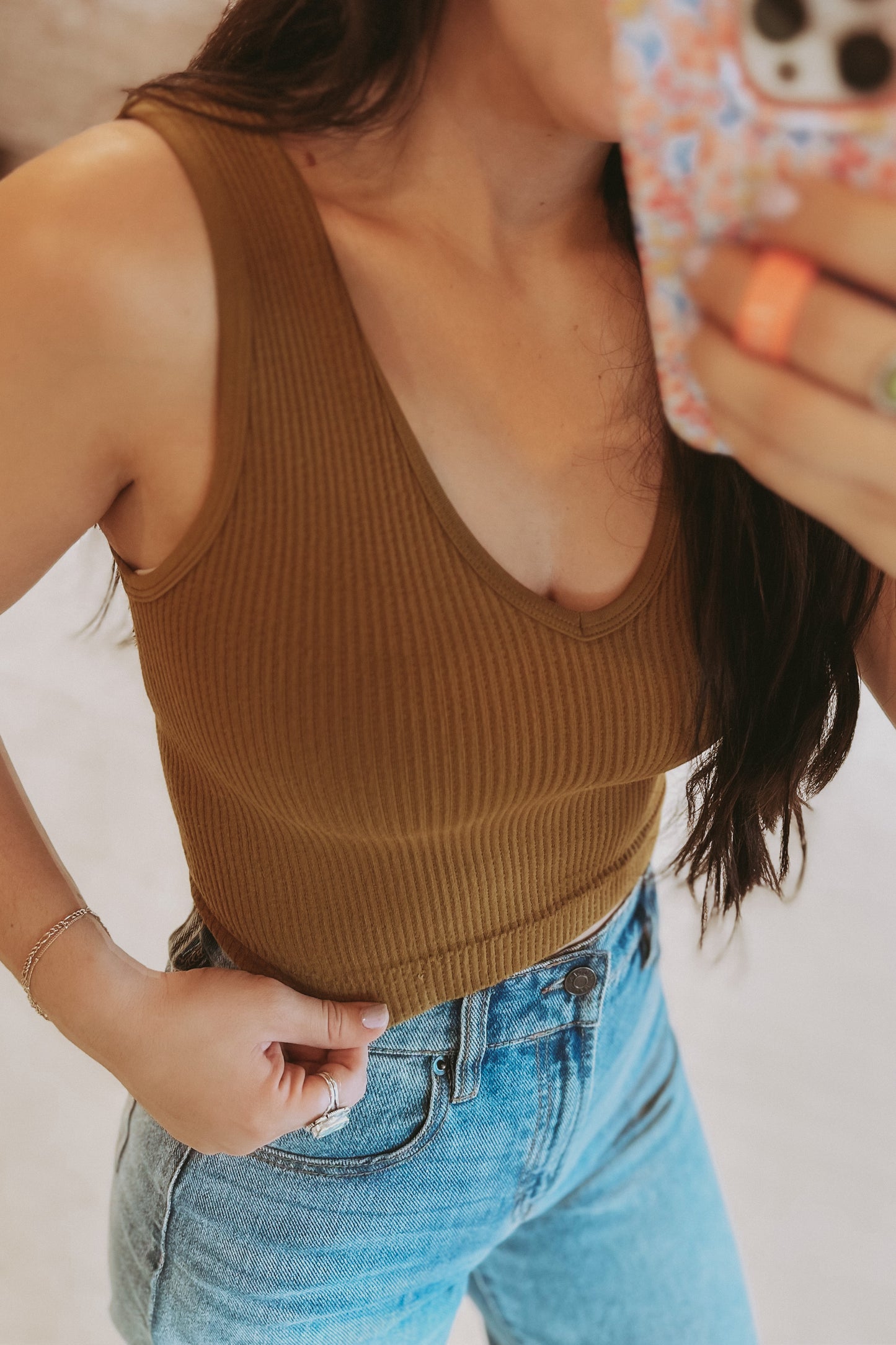 Waffle Ribbed Cropped Cami