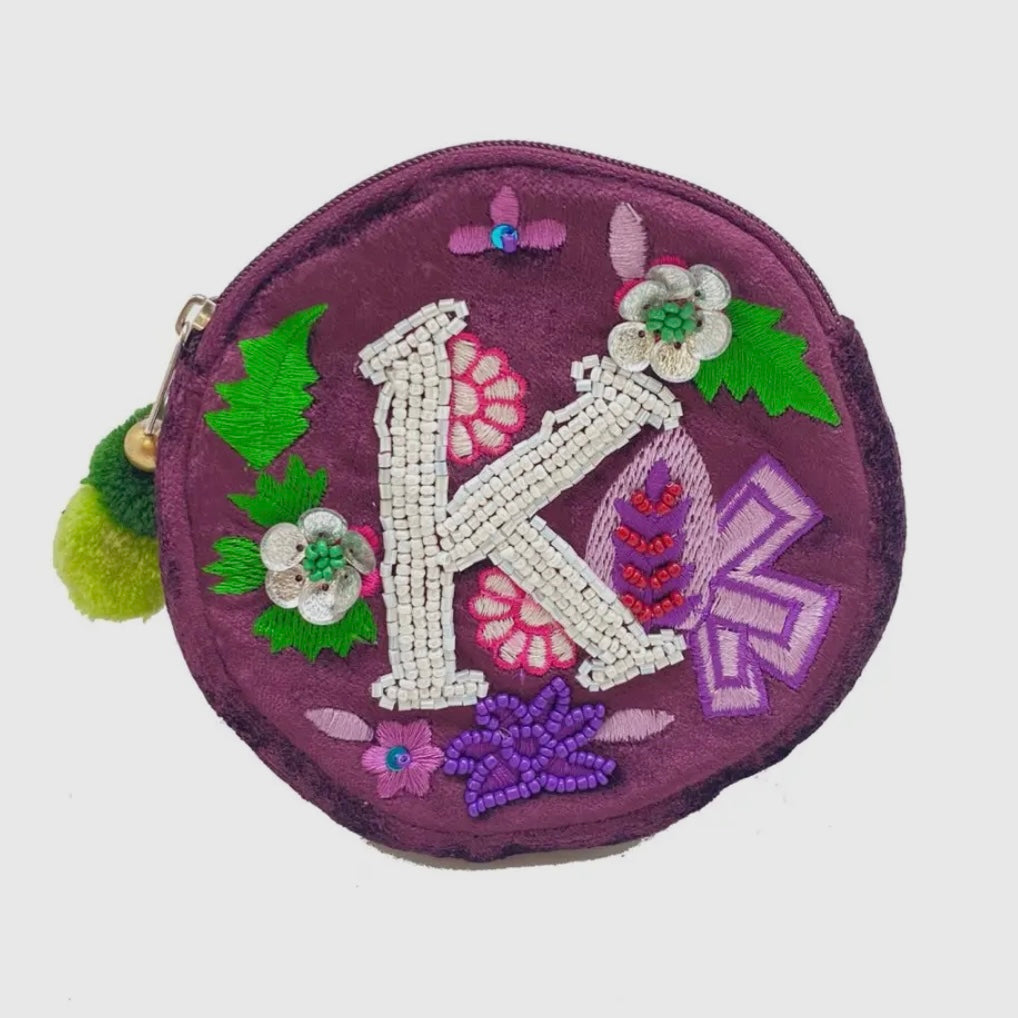 Beaded Initial Mini Pouch