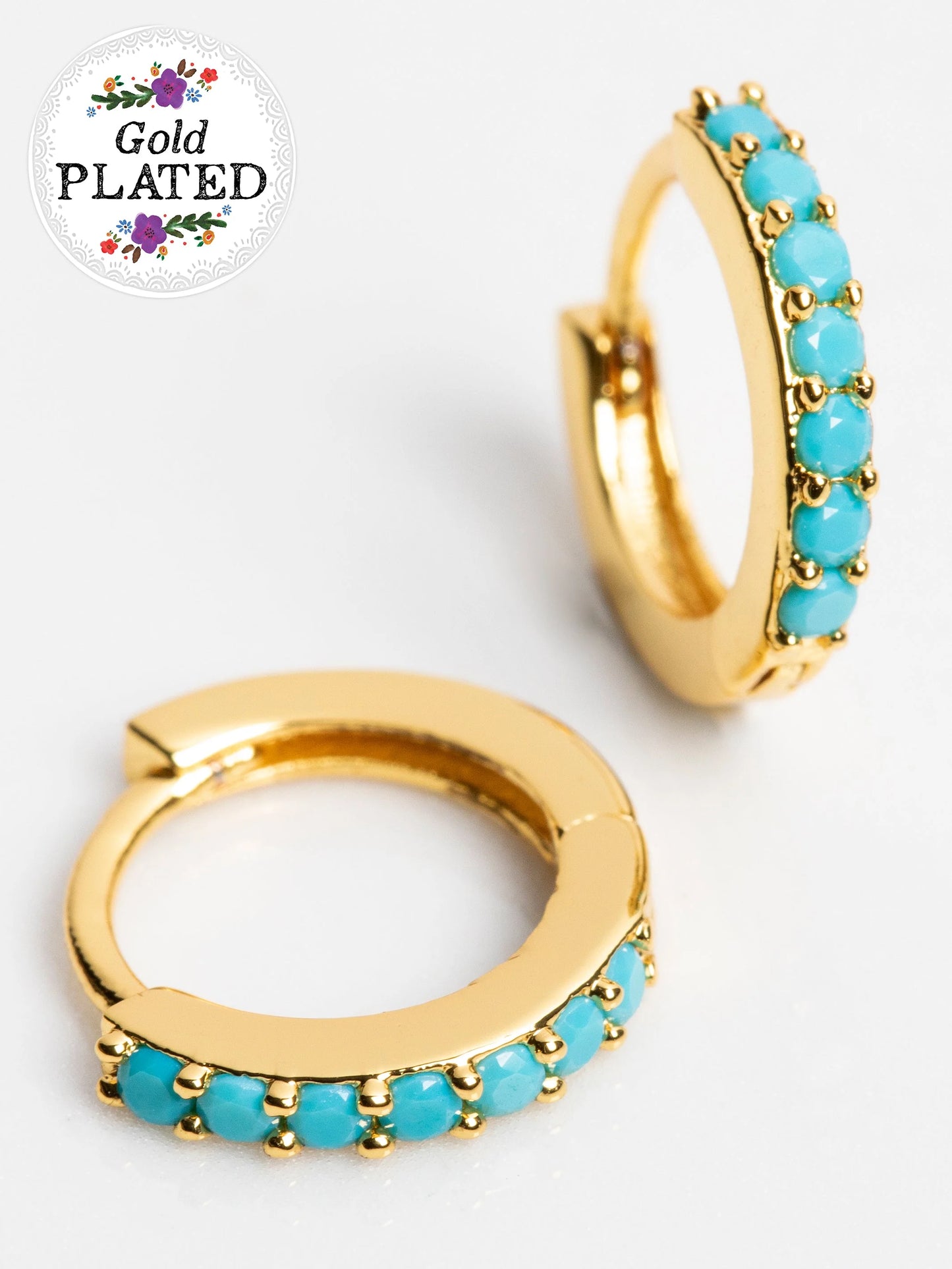 Natural Life Dainty Turquoise Huggie Earrings
