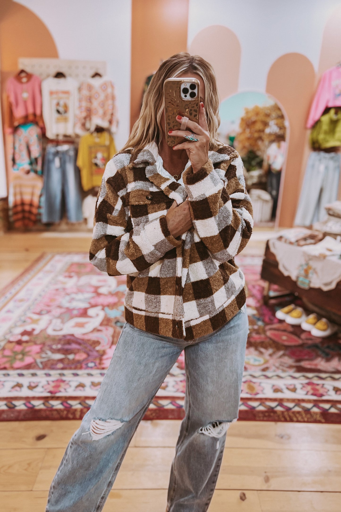 Willow Checkered Teddy Jacket
