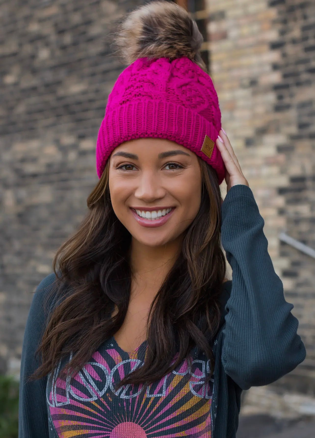 Cable Knit Pom Hat