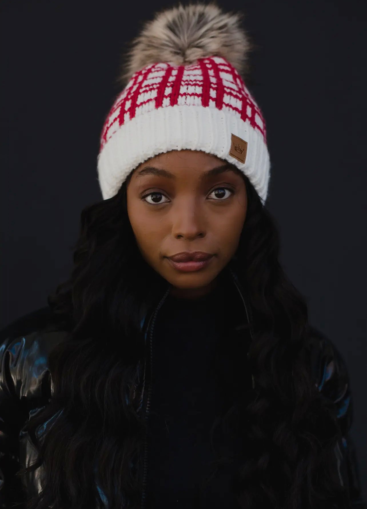 Plaid Pom Beanie