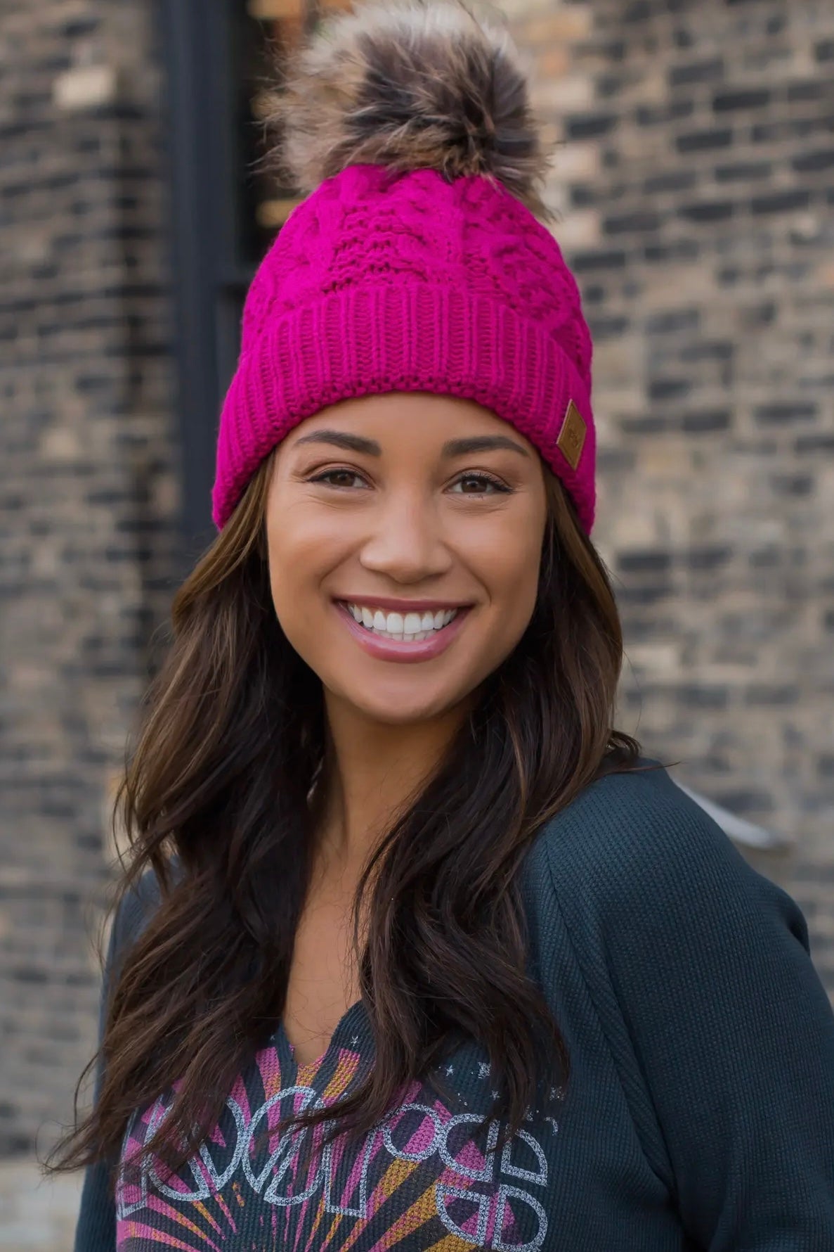 Cable Knit Pom Hat