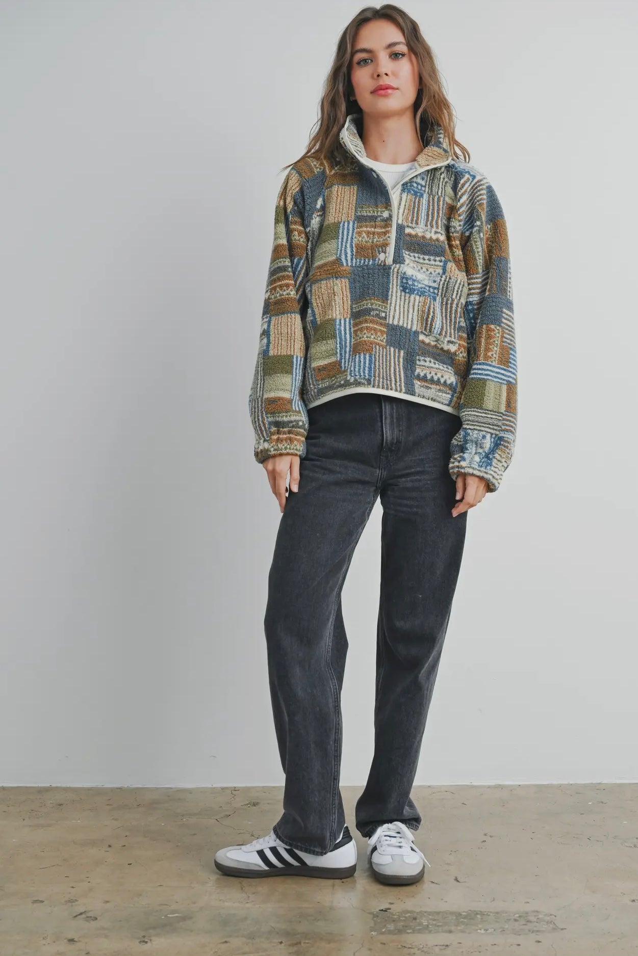 Highland Patchwork Sherpa Pullover