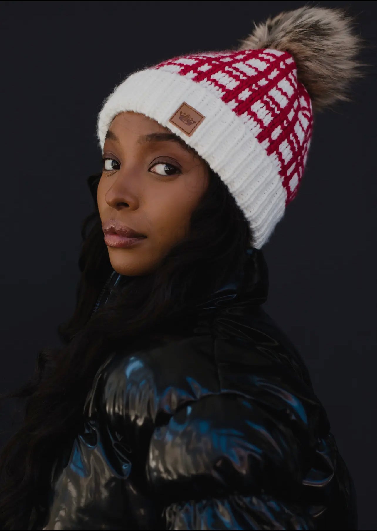 Plaid Pom Beanie
