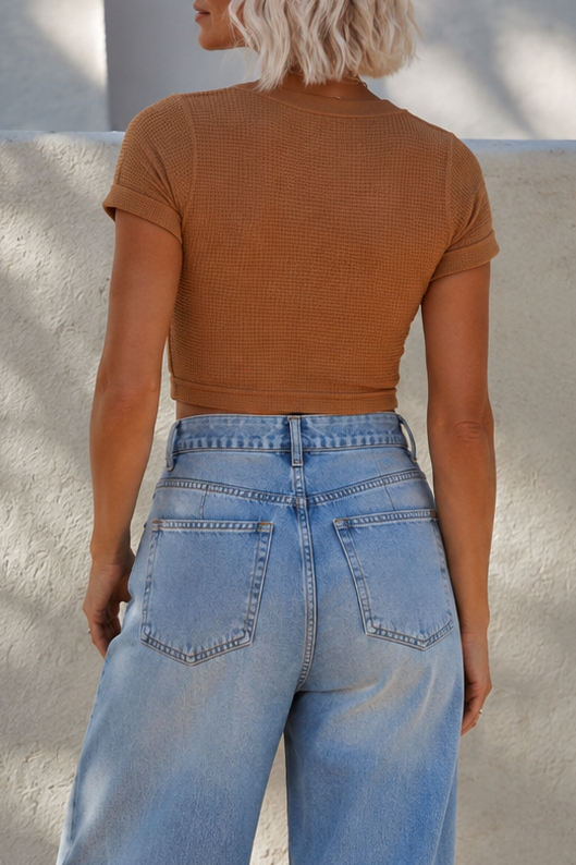 Weekend Waffle Crop Tee