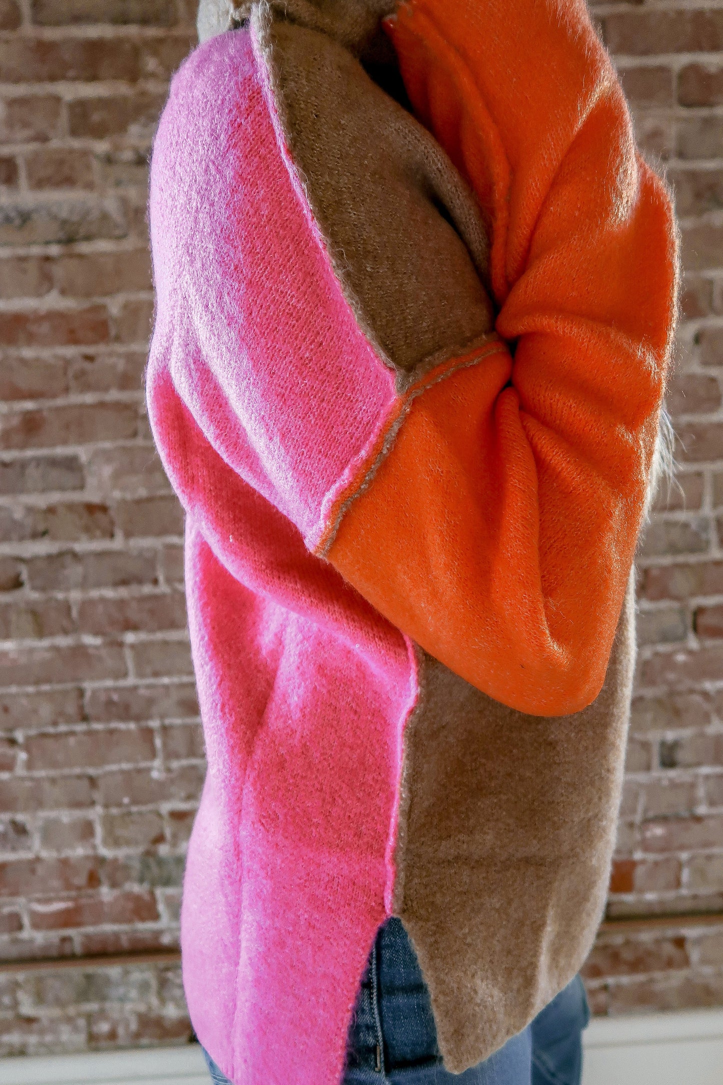 Color Block Turtleneck Sweater