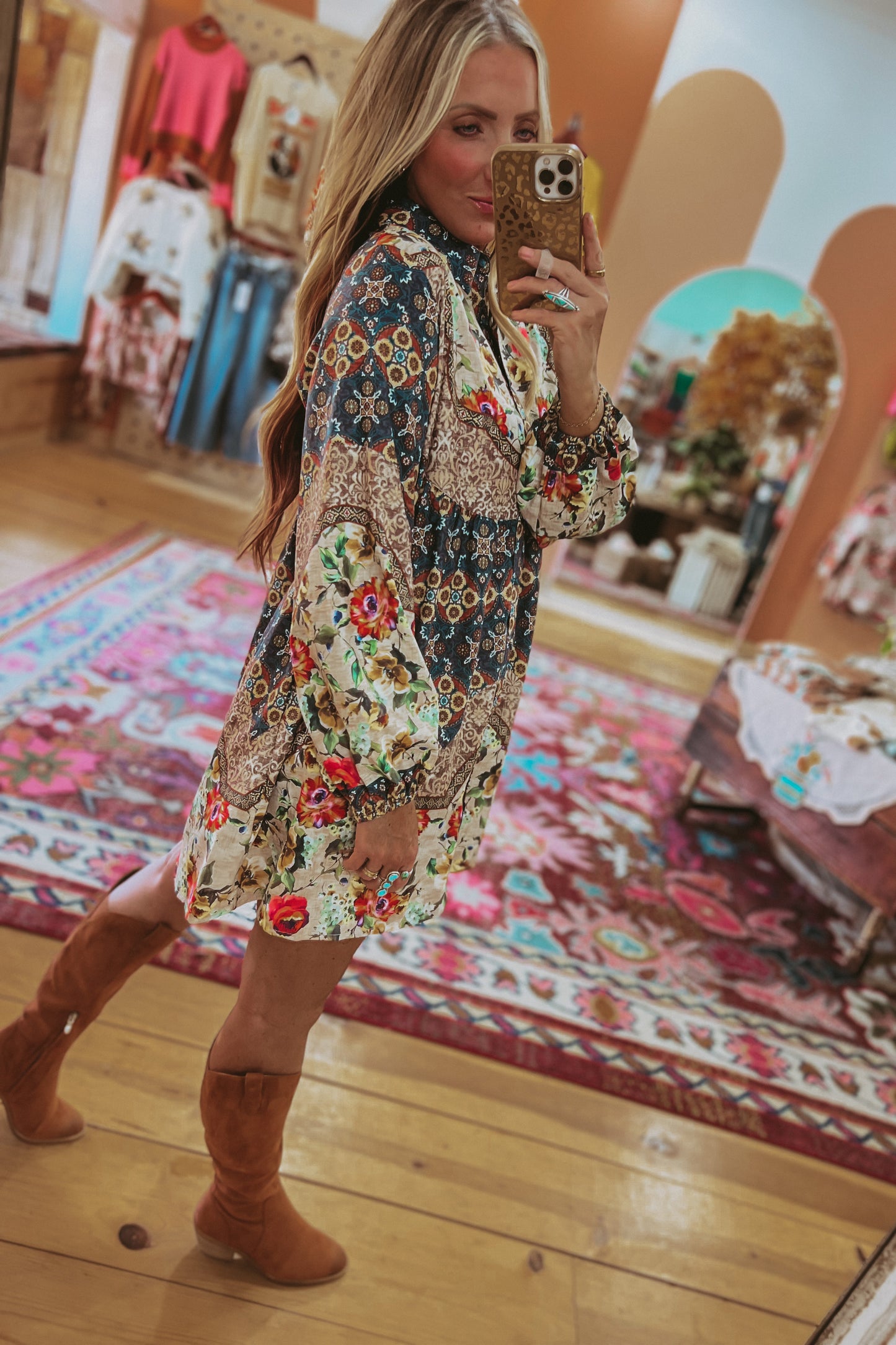 Floral Patchwork Button Down Dress