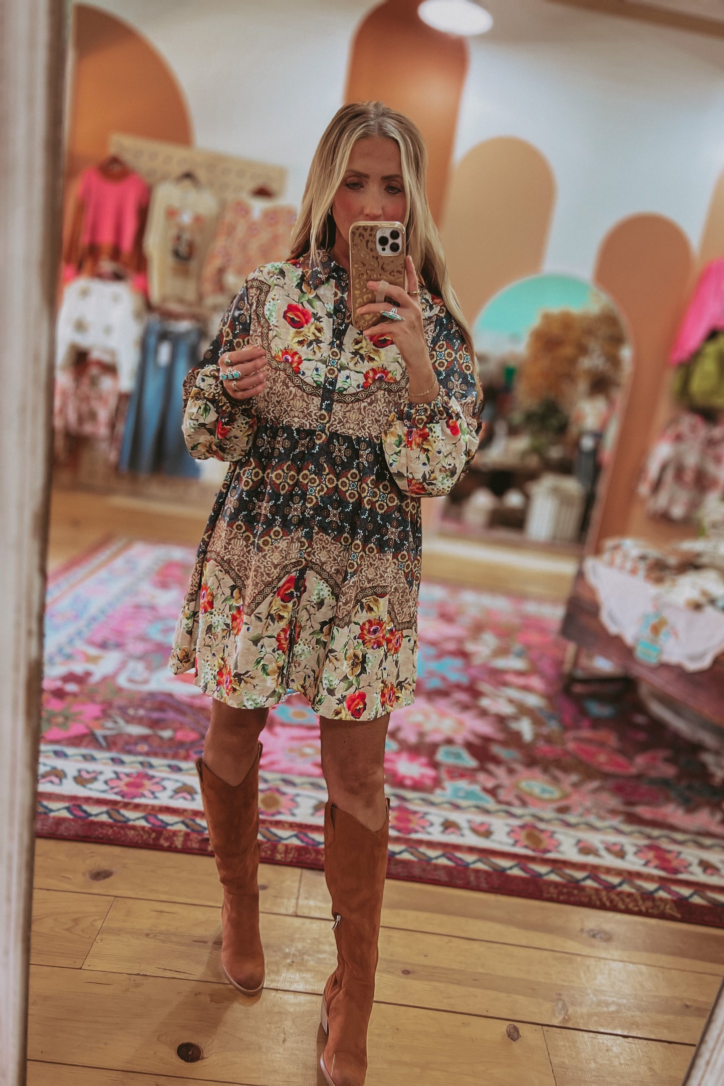 Floral Patchwork Button Down Dress