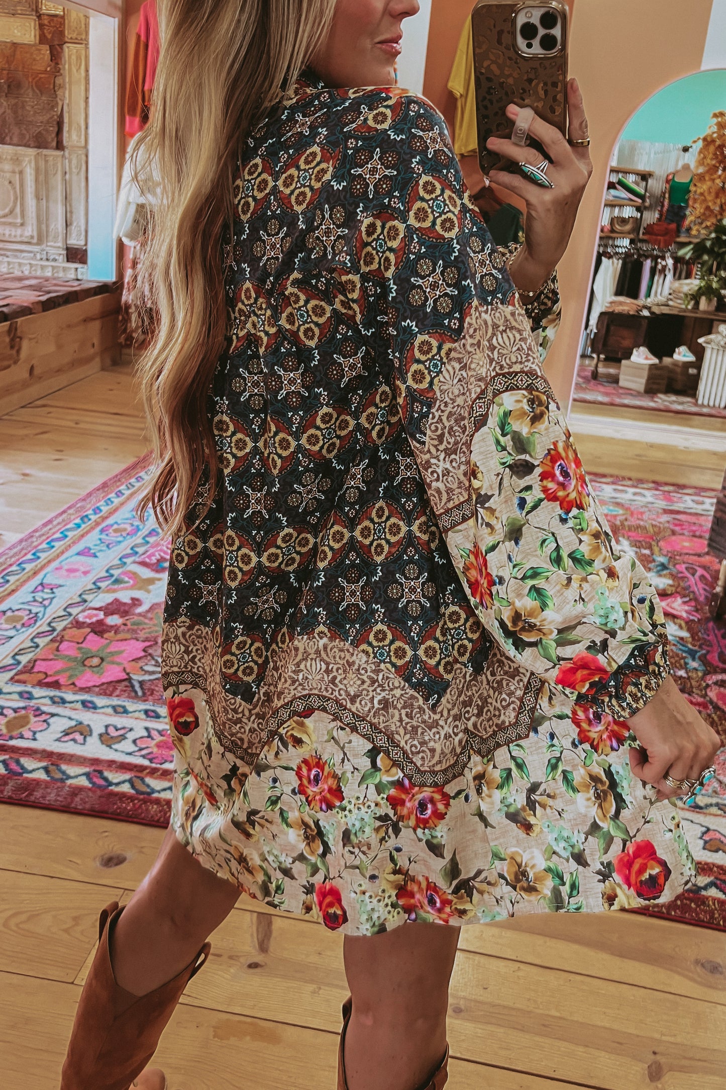 Floral Patchwork Button Down Dress